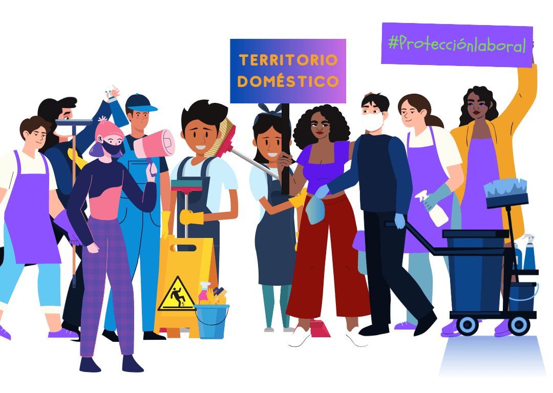 Illustration of a protest of care workers.